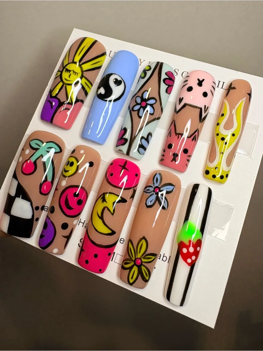 Hand-Painted Pastel & Bright Press-On Nail Set